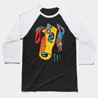 Picasso Inspired Cubist Canine: Abstract Dog Art Baseball T-Shirt